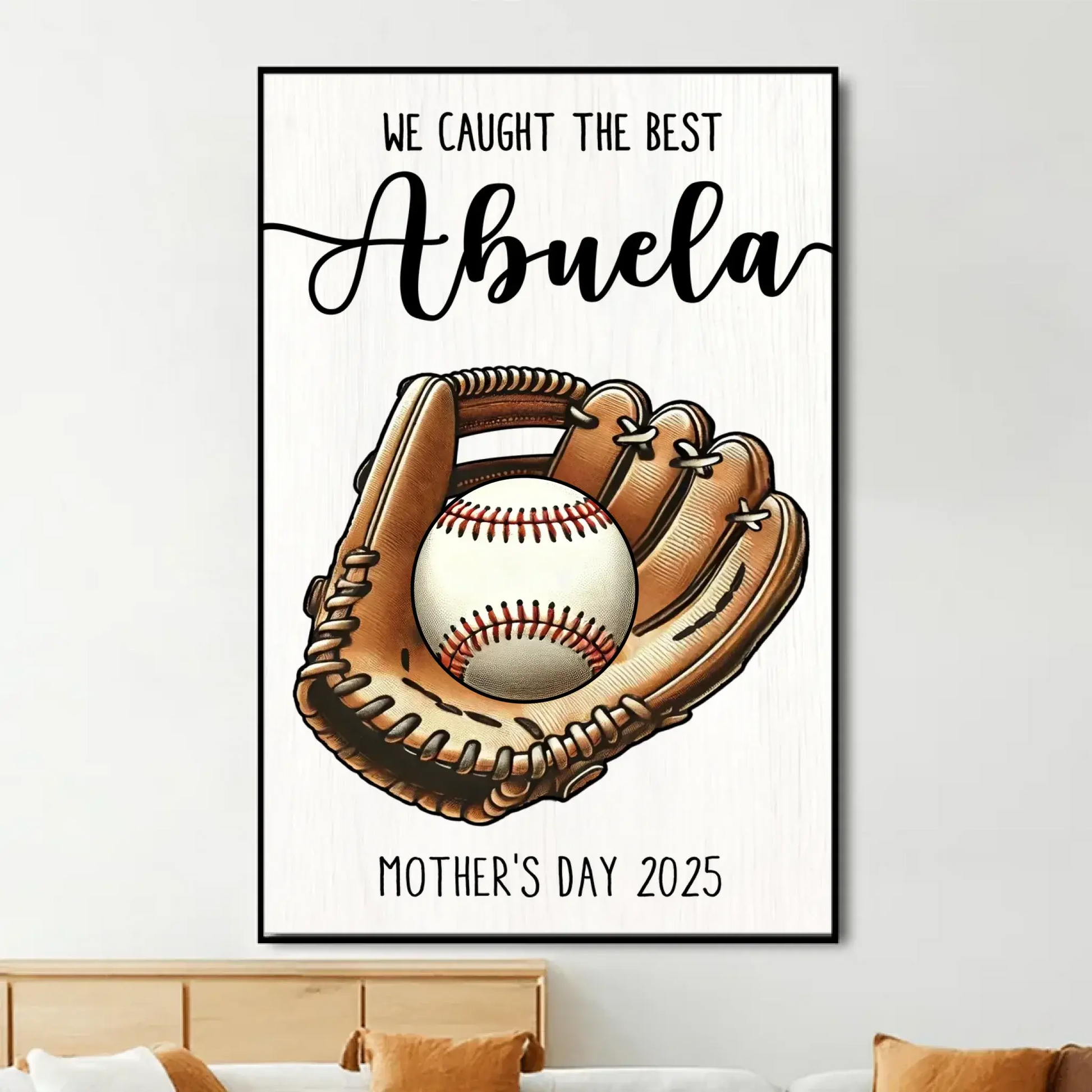 We Caught the Best Mom Art – Personalized Baseball/Softball Poster/Canvas – Custom Mother’s Day Gift from Kids or Husband  Ezcustomize