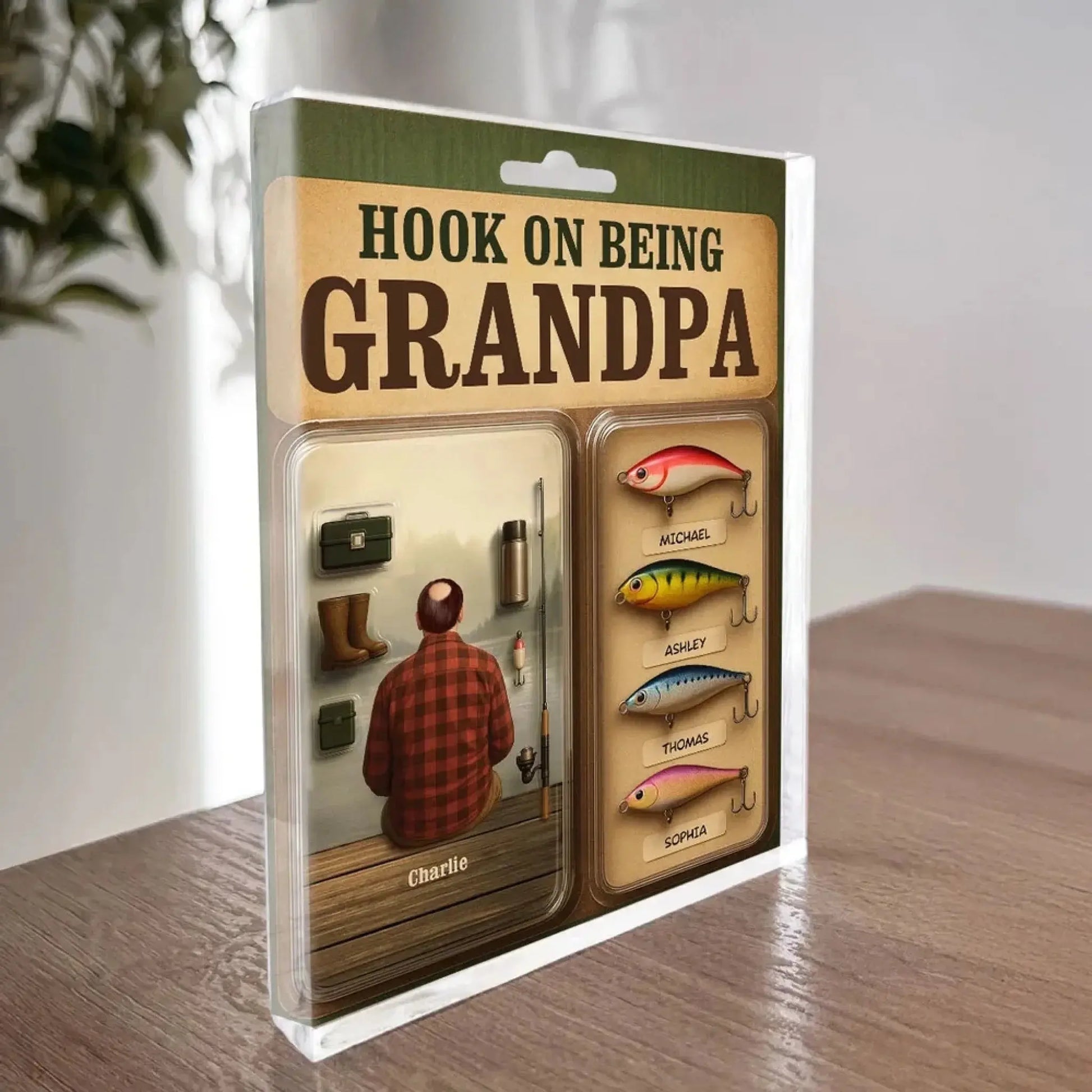 We Hooked the Best Dad or Grandpa – Personalized Acrylic Block Plaque – Realistic Figure Style Fishing Gift for Him  Ezcustomize
