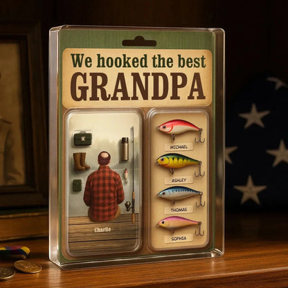 We Hooked the Best Dad or Grandpa – Personalized Acrylic Block Plaque – Realistic Figure Style Fishing Gift for Him  Ezcustomize