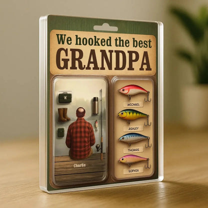 We Hooked the Best Dad or Grandpa – Personalized Acrylic Block Plaque – Realistic Figure Style Fishing Gift for Him  Ezcustomize