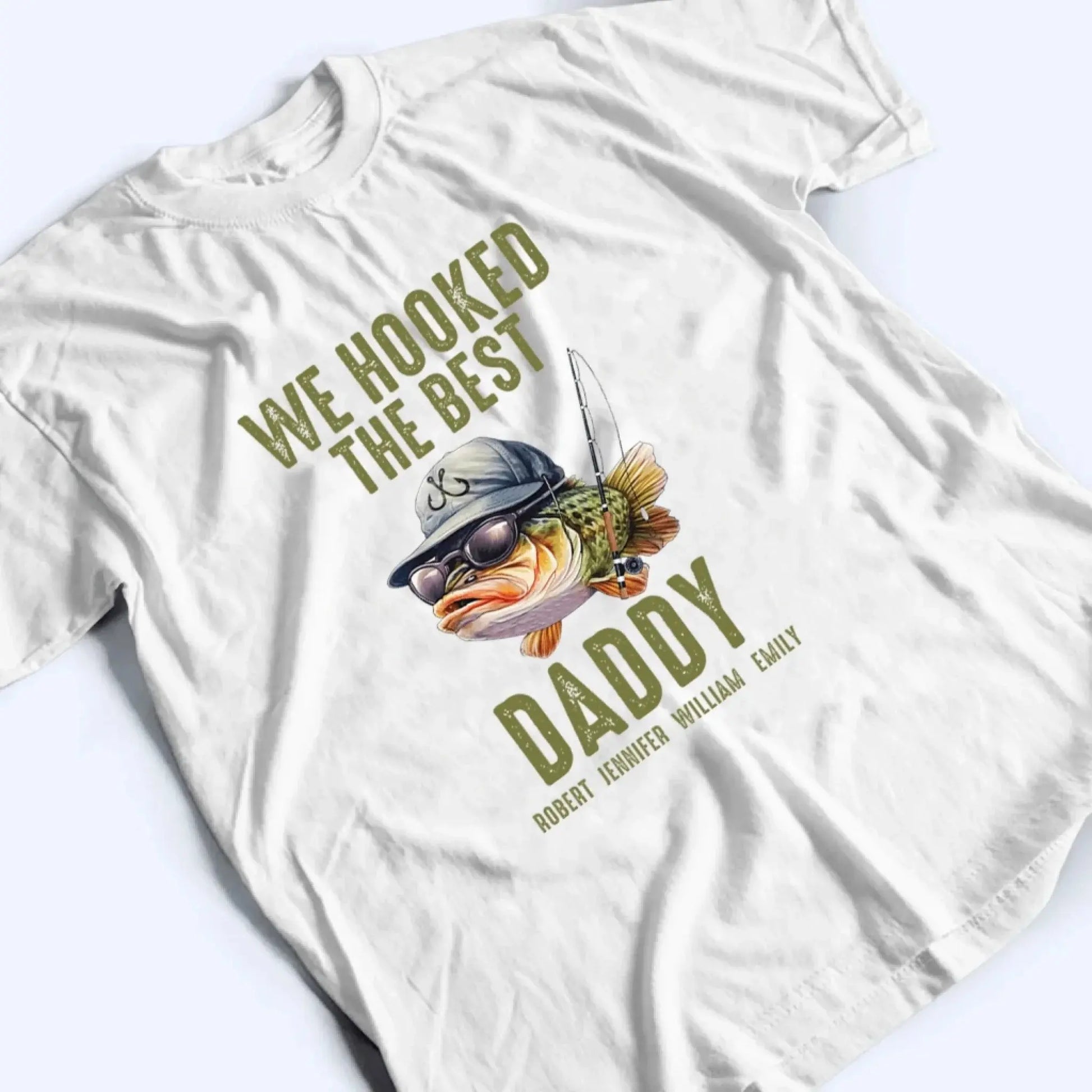 We Hooked the Best Daddy Shirt – Personalized Fishing T-Shirt – Custom Father’s Day Gift for Dad, Papa, Grandpa, or Dada  Ezcustomize