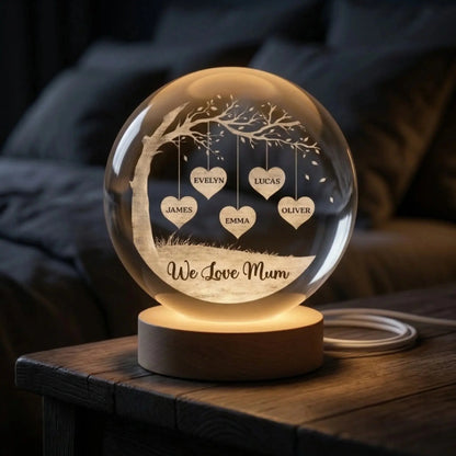 We Love Family Tree with Custom Names - Personalized Crystal Lamp - Gift for Mom, Mum, Mother, Grandmother, Nana, Dad, Grandpa  Ezcustomize