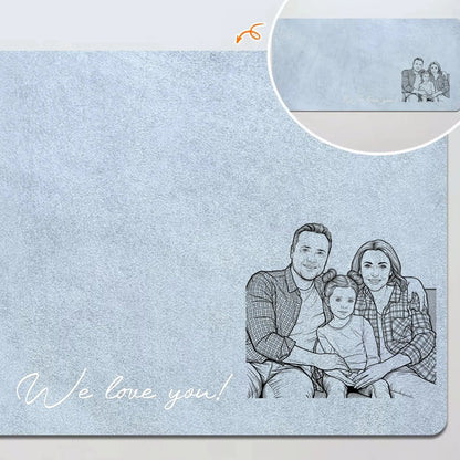 We Love You Custom Photo Sketch Line Art - Personalized Desk Mat - Gift for Dad, Husband, Grandpa, New Dad, Father