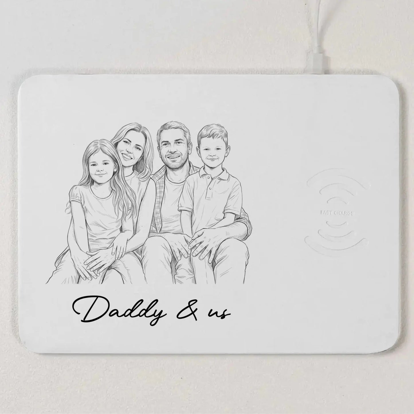 We Love You Dad Sketch Line Art Custom Photo - Personalized Desk Mat - Gift for Dad, Husband, New Dad, Grandpa, Stepdad, Father