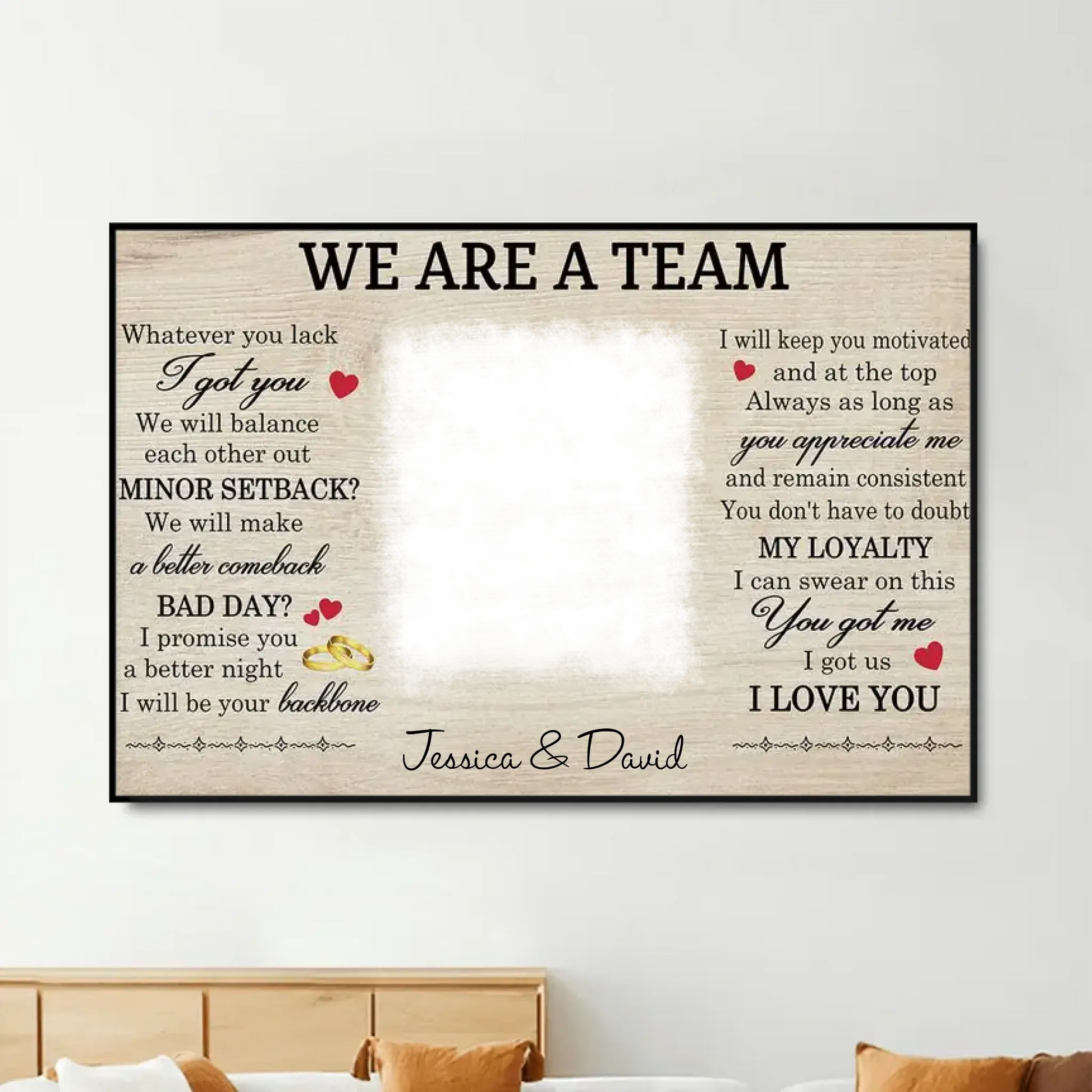 We're a Team Art – Personalized Poster/Canvas – Custom Photo Gift for Couples & Anniversaries  Ezcustomize