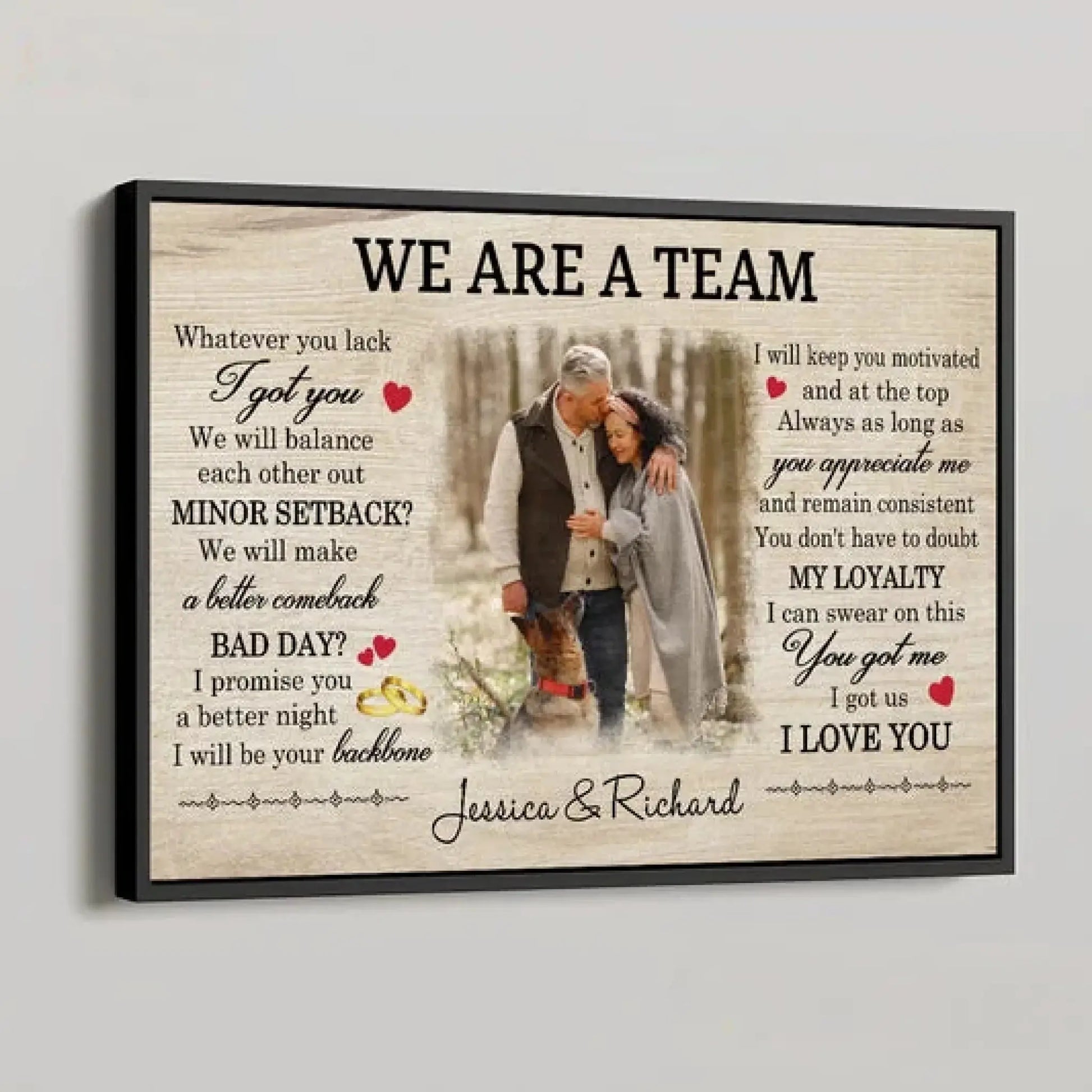 We're a Team Art – Personalized Poster/Canvas – Custom Photo Gift for Couples & Anniversaries  Ezcustomize