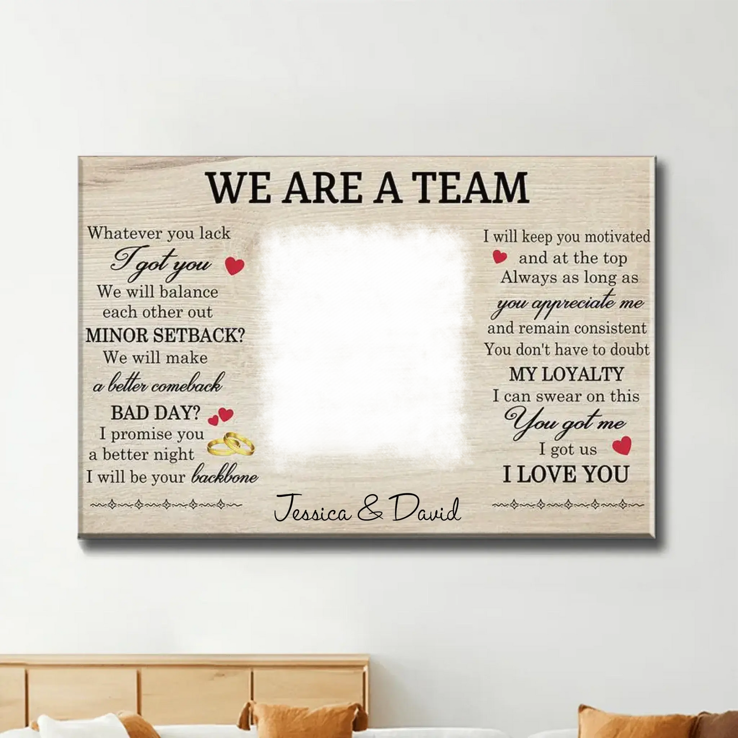 We're a Team Art – Personalized Poster/Canvas – Custom Photo Gift for Couples & Anniversaries  Ezcustomize