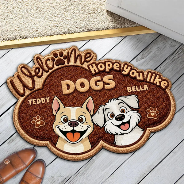 Welcome Hope You Like Dogs - Personalized Shaped Doormat - Gift for Dog Lovers, Pet Lovers, Dog Mom, Dog Dad, Pet Owners, New Homeowners, Animal Lovers