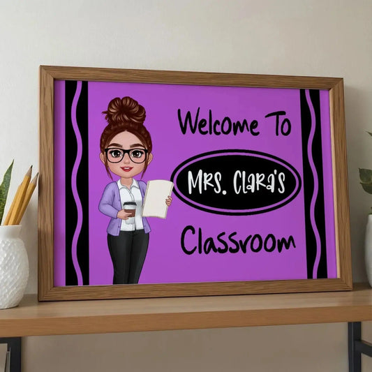 “Welcome to Classroom” Crayon Design – Personalized Poster/Canvas – Back to School Gift & Colorful Wall Decor for Teachers  Ezcustomize