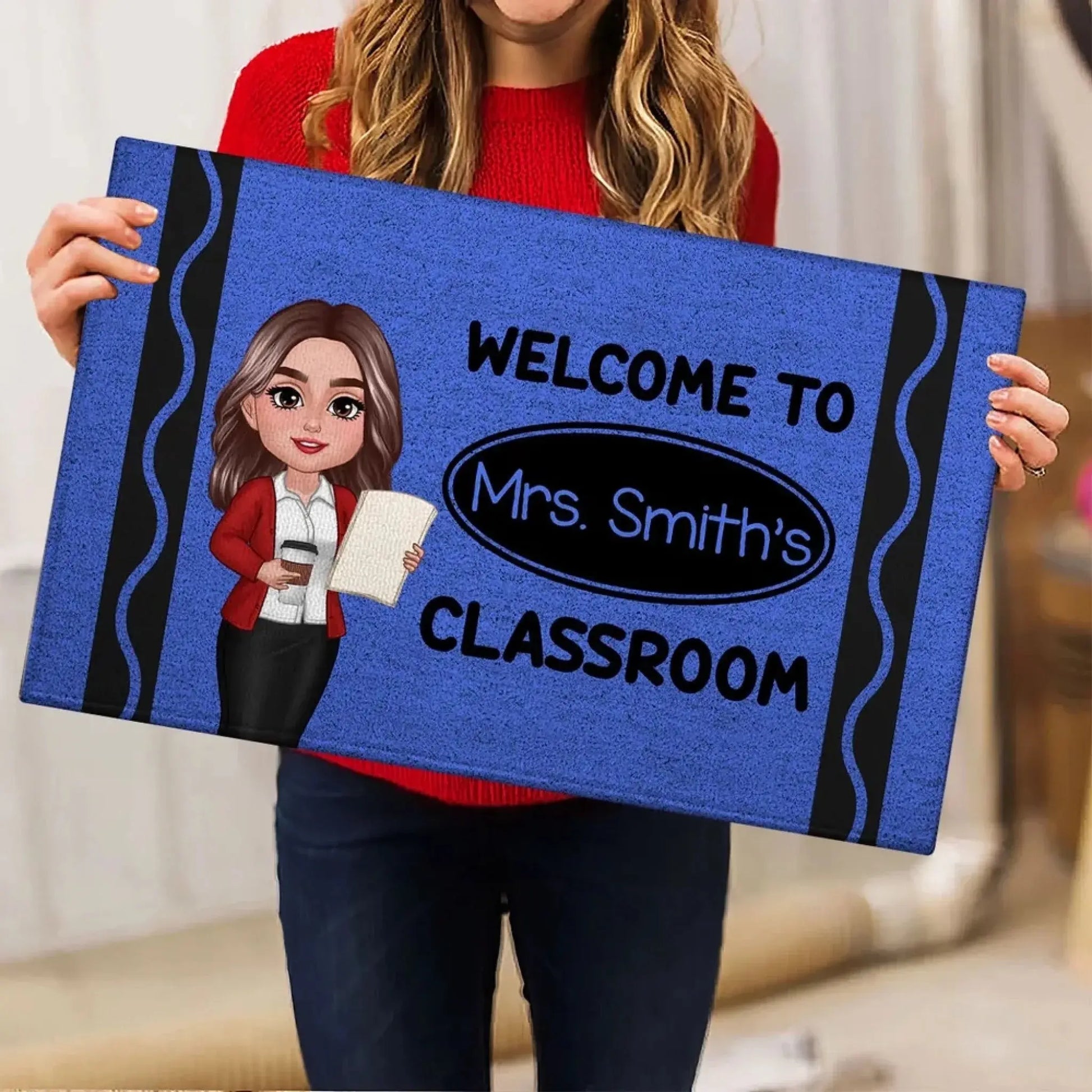 Welcome to Teacher’s Classroom Crayon Pattern – Personalized Doormat – Back-to-School Gift & Fun Classroom Decor for Teachers  Ezcustomize