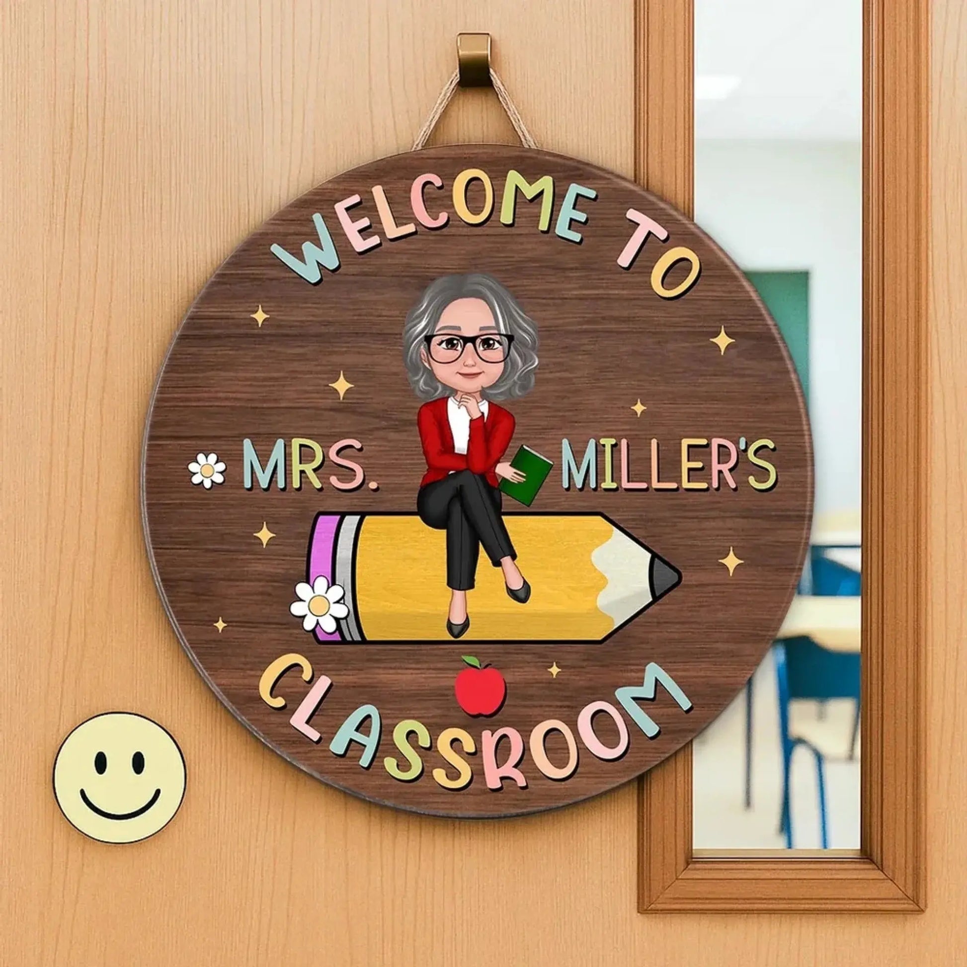Welcome to Teacher’s Classroom – Personalized Door Sign for Back to School – Custom Classroom Decor, Teacher Door Hanger  Ezcustomize