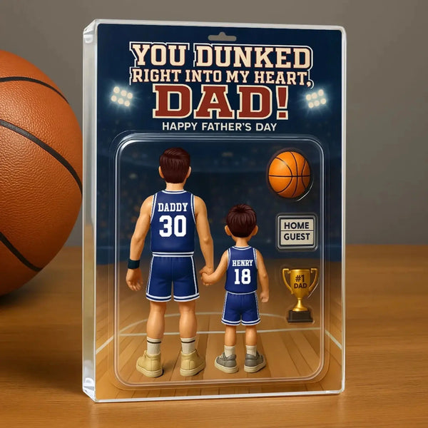 You Dunked Right into My Heart Dad – Personalized Basketball Acrylic Block Plaque – Custom Father's Day Gift from Kids or Wife