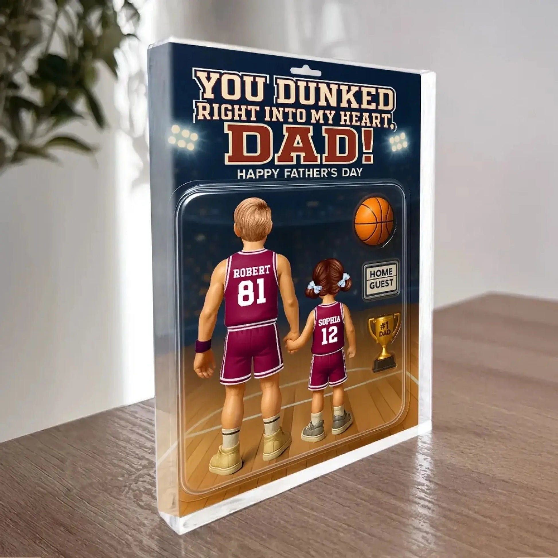 You Dunked Right into My Heart Dad – Personalized Basketball Acrylic Block Plaque – Custom Father's Day Gift from Kids or Wife  Ezcustomize