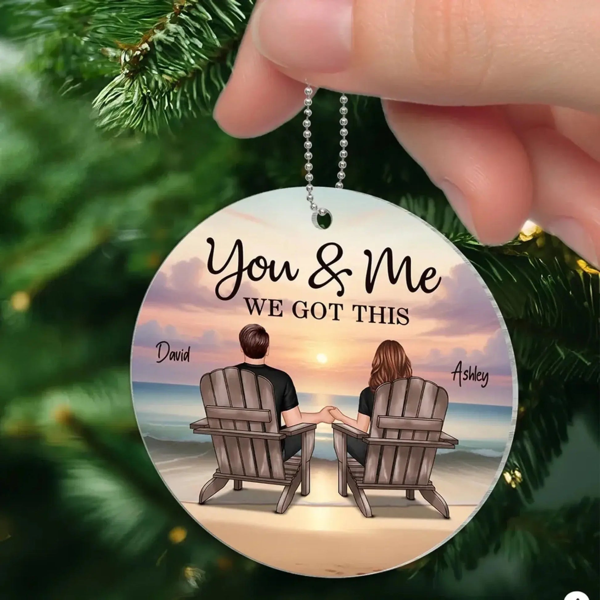 You & Me Couple Back View on Beach – Personalized High Clarity Acrylic Ornament – Romantic Surprise Gift for Couples & Loved Ones  Ezcustomize