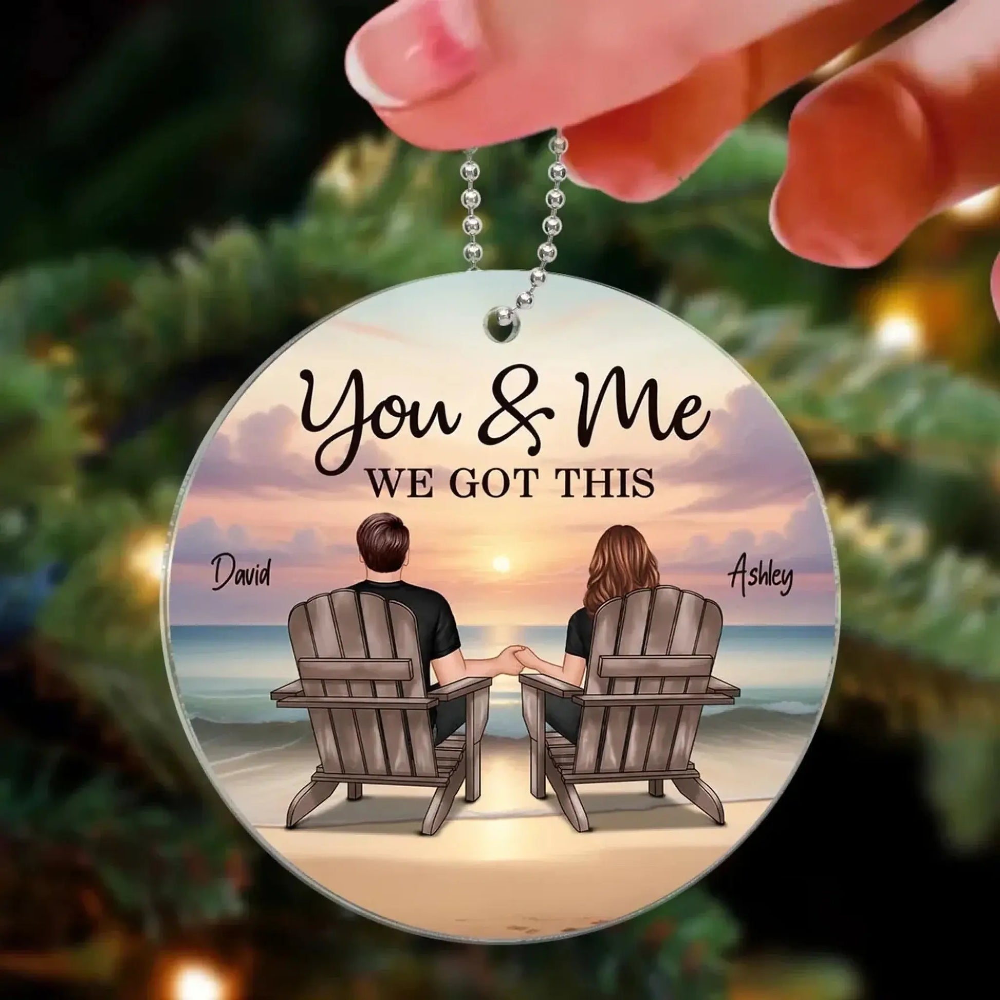 You & Me Couple Back View on Beach – Personalized High Clarity Acrylic Ornament – Romantic Surprise Gift for Couples & Loved Ones  Ezcustomize