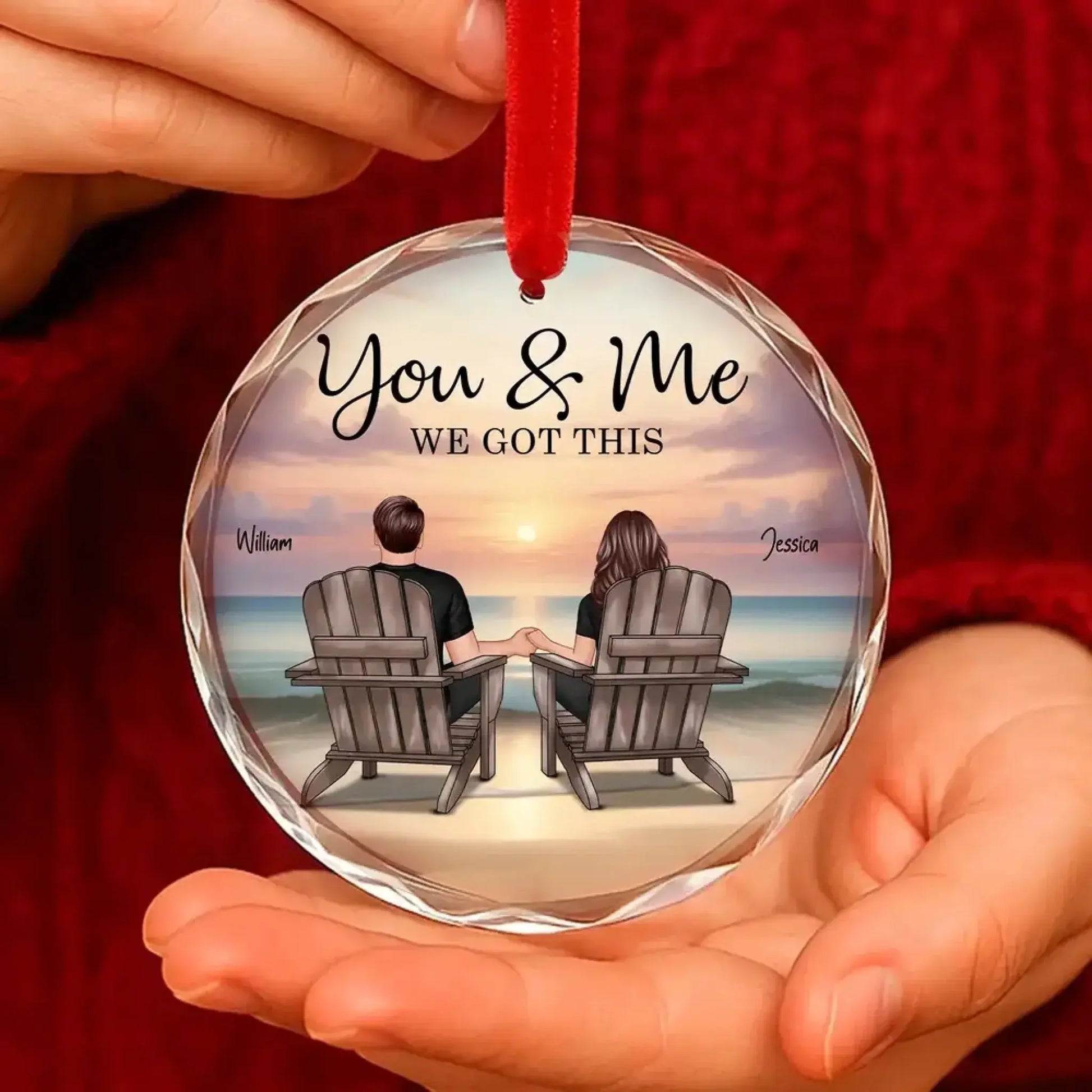You & Me Couple Back View on Beach – Personalized High Clarity Acrylic Ornament – Romantic Surprise Gift for Couples & Loved Ones  Ezcustomize