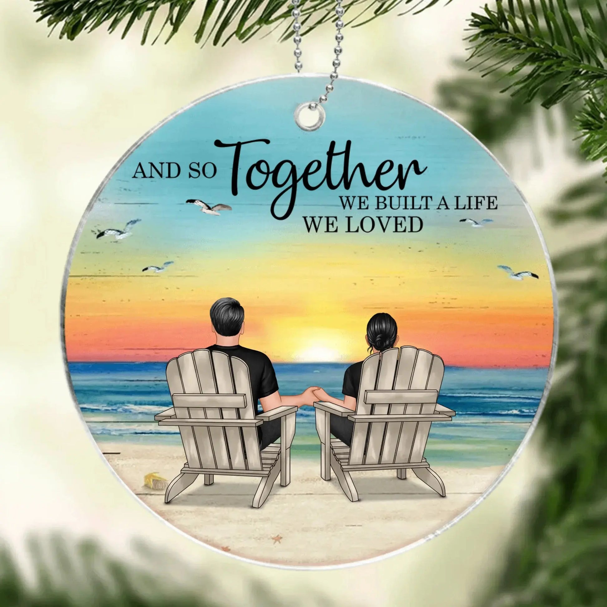 You & Me Couple Back View on Beach – Personalized High Clarity Acrylic Ornament – Romantic Surprise Gift for Couples & Loved Ones  Ezcustomize