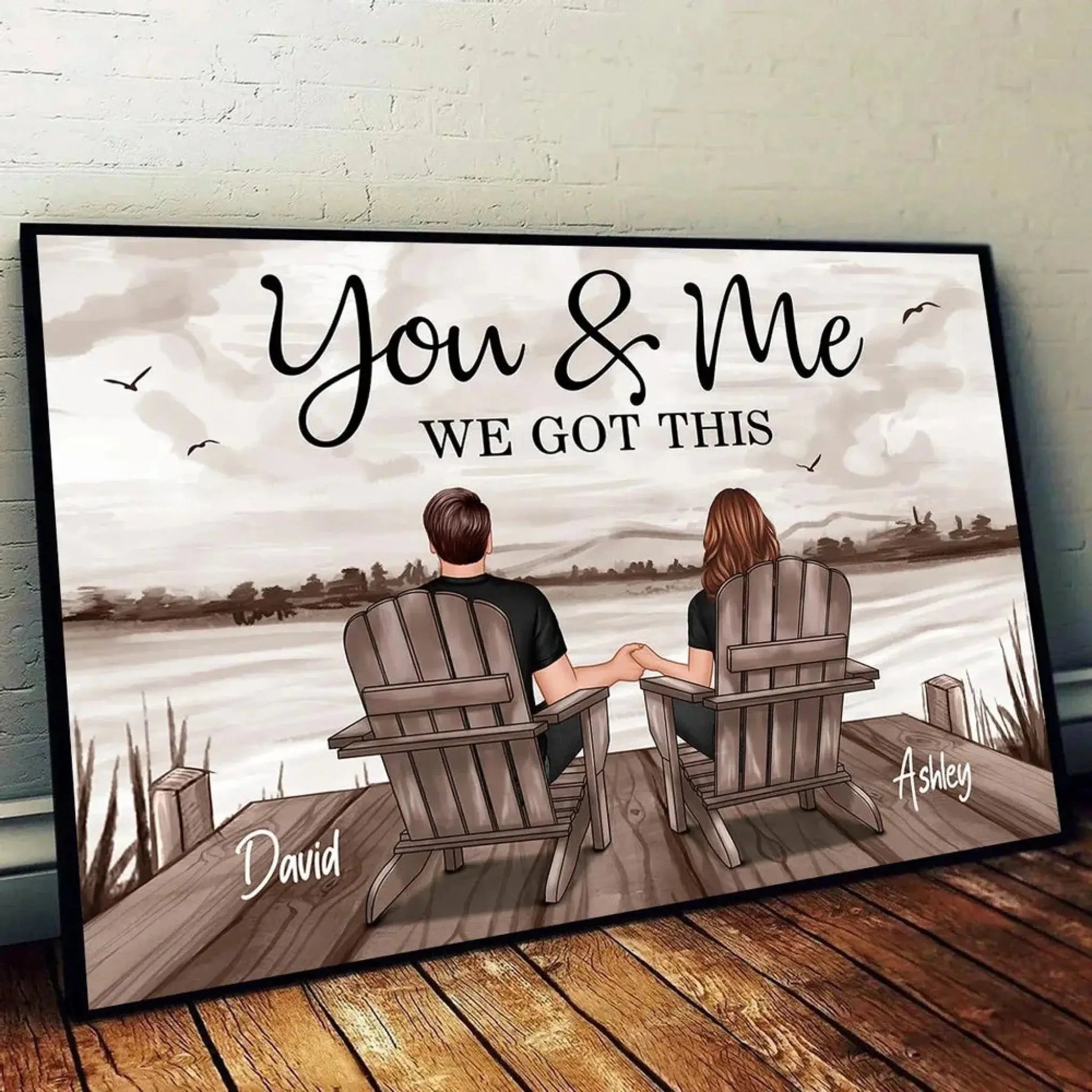 You & Me – We Got This Custom Couple Poster with Names, Romantic Beach Wall Art Gift for Anniversary, Valentine’s Day or Home Decor  Ezcustomize