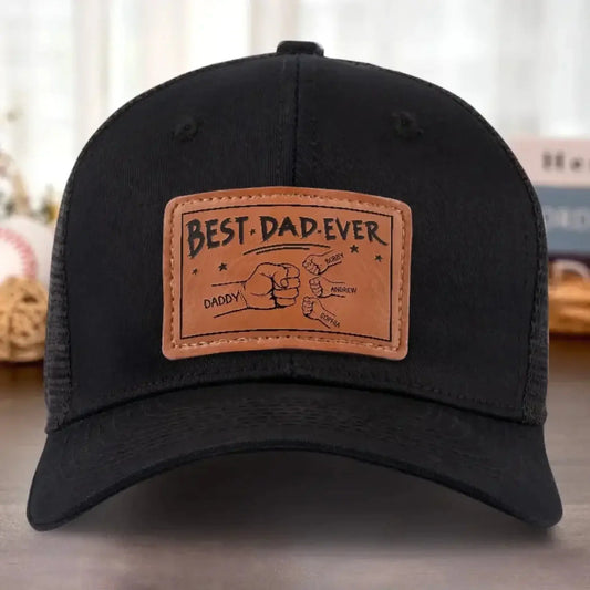 You're My Favorite, Grandpa - Family Personalized Custom Leather Patch Hat - Gift For Dad, Grandpa  Ezcustomize