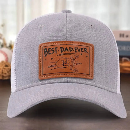 You're My Favorite, Grandpa - Family Personalized Custom Leather Patch Hat - Gift For Dad, Grandpa  Ezcustomize