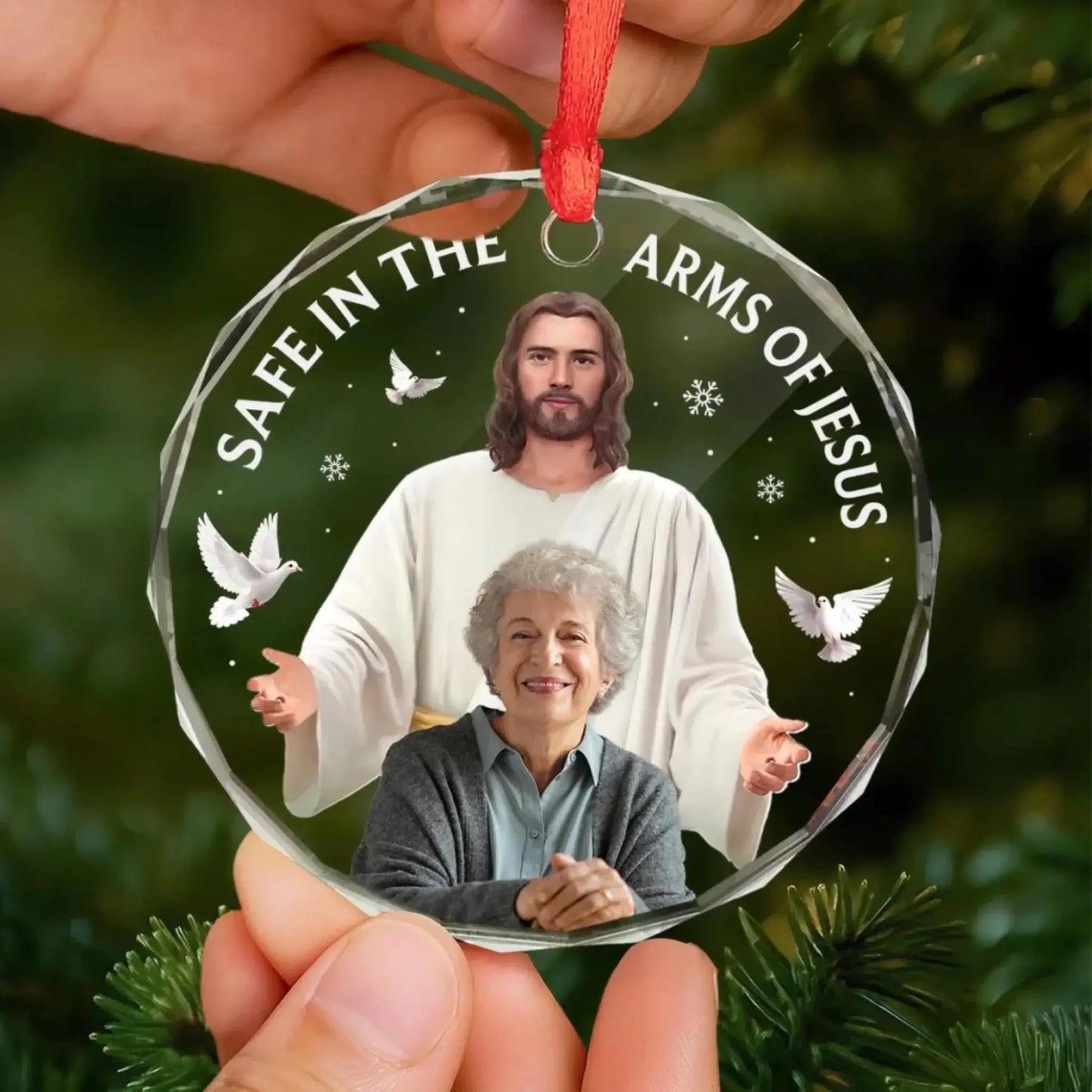 Your Spirit Shines Eternal – Custom Photo Circle Glass Ornament – Personalized Christmas Memorial Sympathy Gift for Loss of Mom or Dad  Ezcustomize