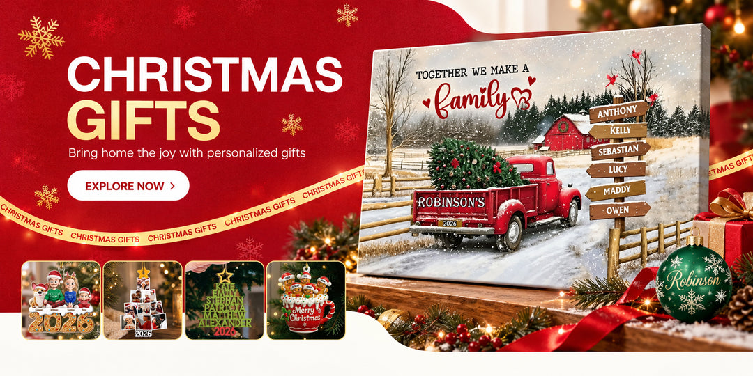 Personalized Christmas canvas with family names